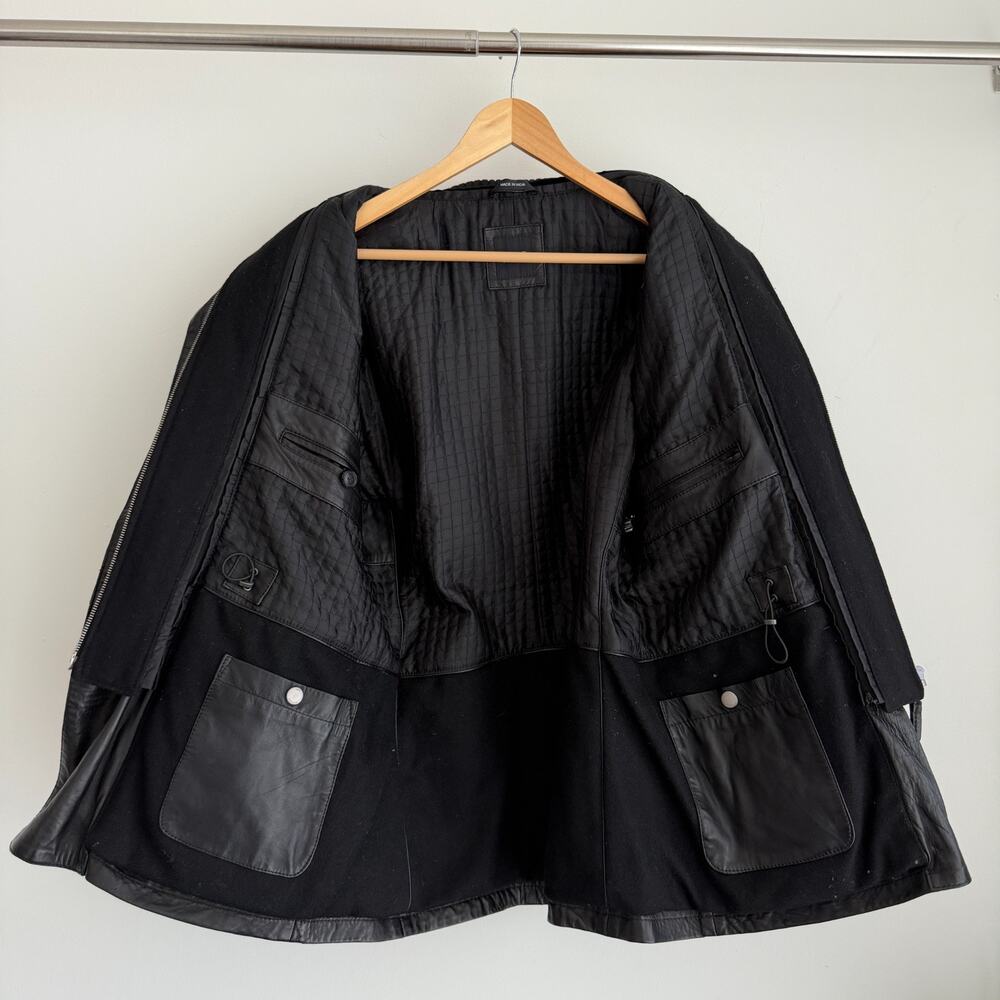 Hugo Boss Leather Jacket Men 38R Black Goatskin Military Field Biker Safari Coat - Picture 8 of 12